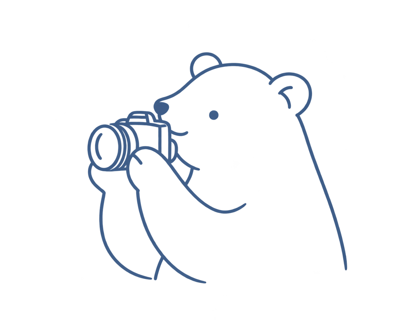 カメラを構える、ゆきのしろくまのイラスト